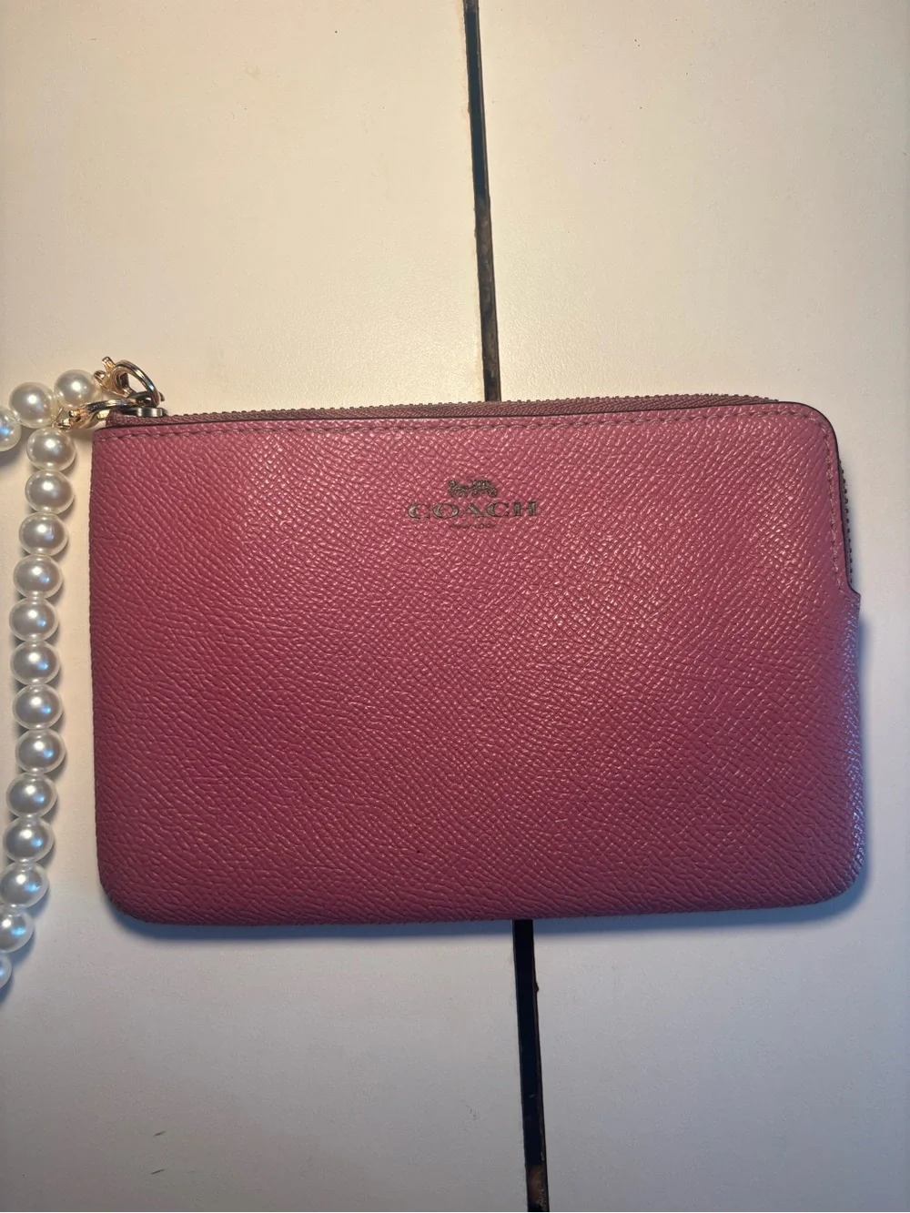 Coach Pink Pearl-Handle Zip Wristlet